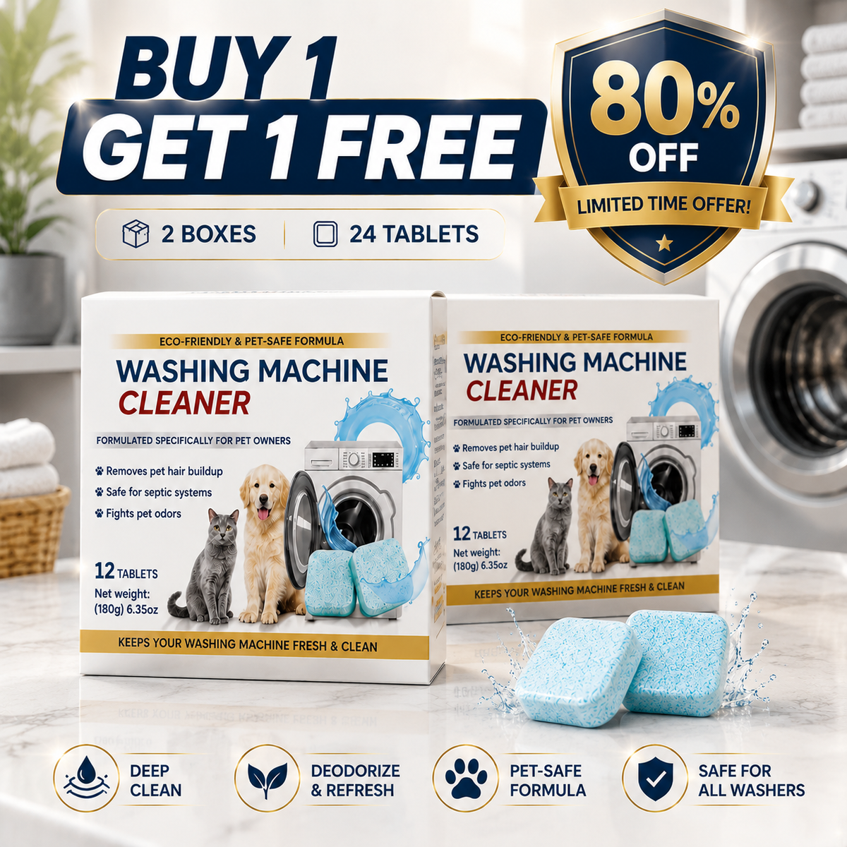 🧼Just Drop In & Run a Cycle — No Scrubbing Needed.