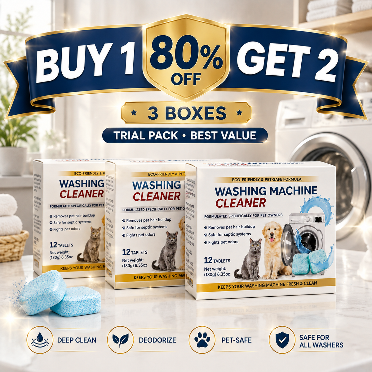 🧼Just Drop In & Run a Cycle — No Scrubbing Needed.