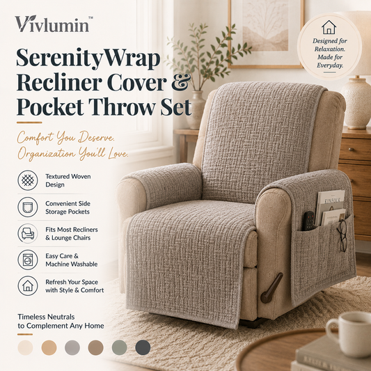 SerenityWrap Recliner Cover & Pocket Throw Set