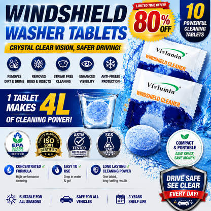 🚗 Windshield Washer Tablets | Crystal Clear Vision Anytime