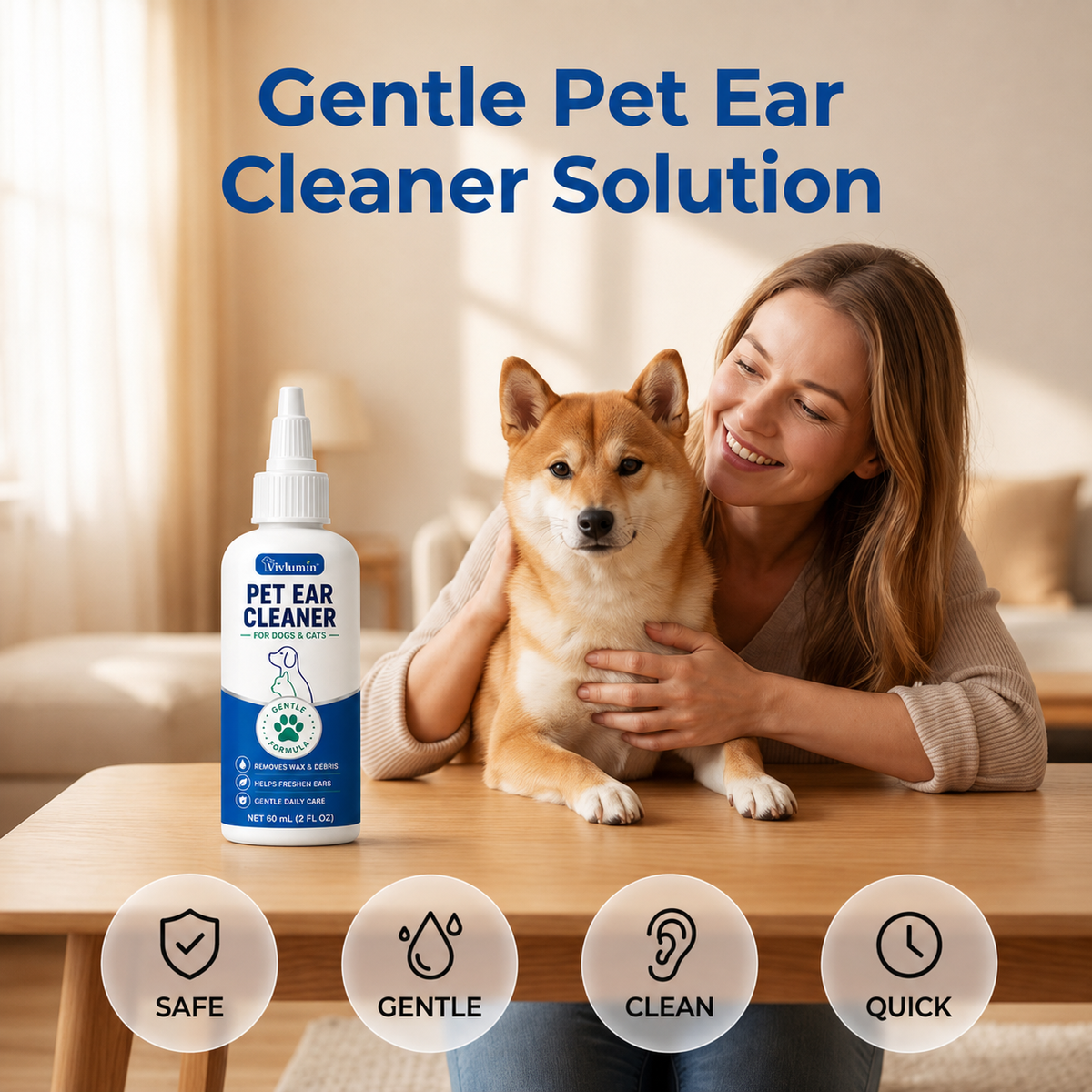 🐶 Pet Ear Cleaner for Dogs & Cats – Gentle Daily Ear Care