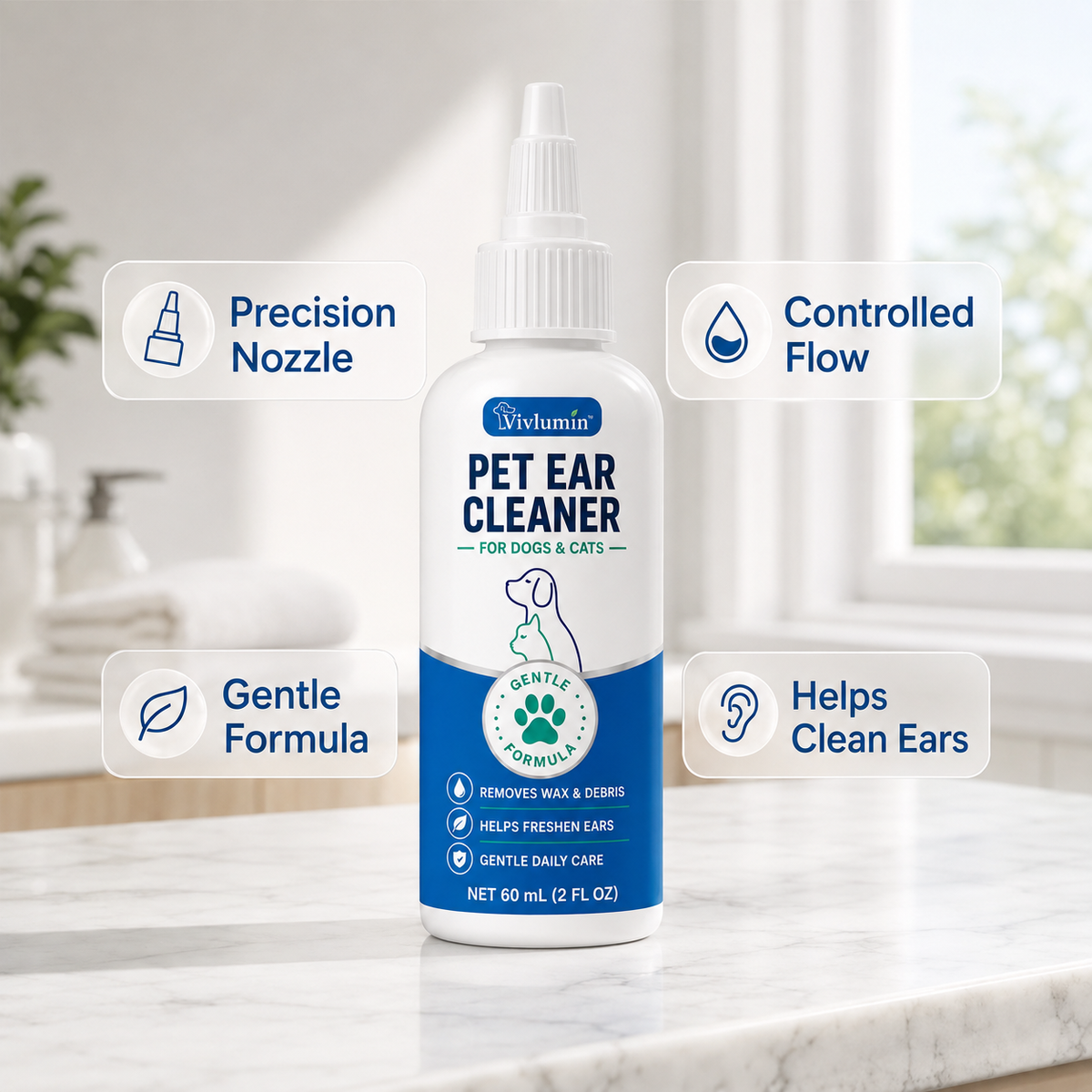 🐶 Pet Ear Cleaner for Dogs & Cats – Gentle Daily Ear Care