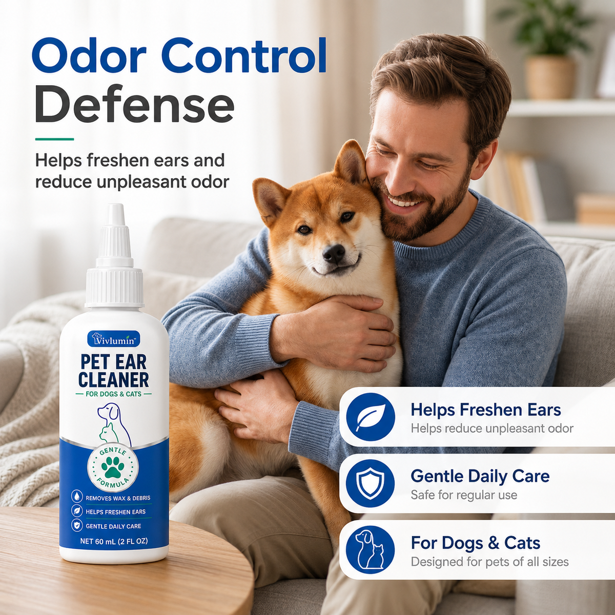 🐶 Pet Ear Cleaner for Dogs & Cats – Gentle Daily Ear Care