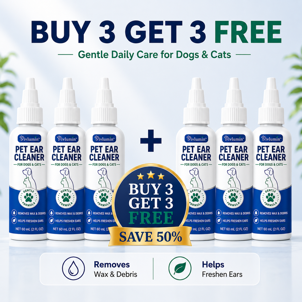 🐶 Pet Ear Cleaner for Dogs & Cats – Gentle Daily Ear Care
