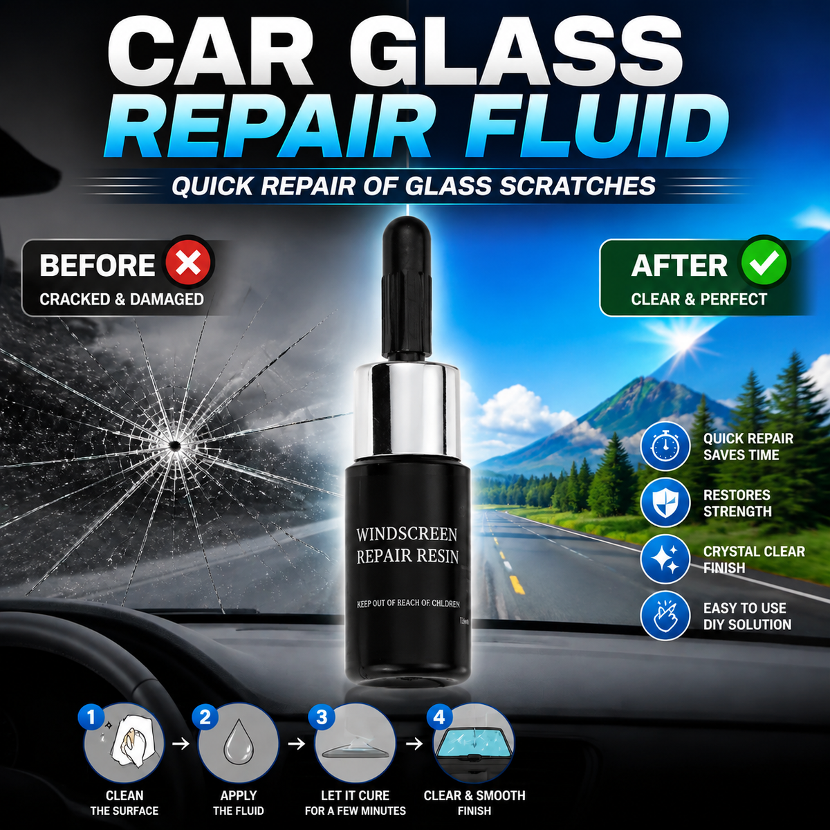 🚗 Easy DIY Windshield Crack Repair — Restore Clarity & Help Prevent Spreading